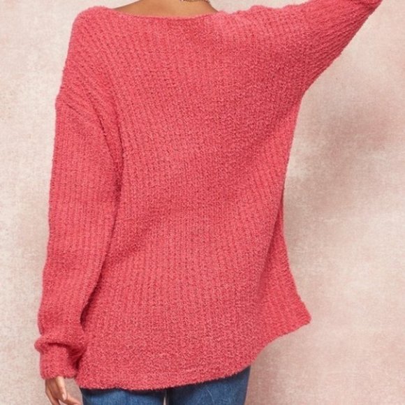 Pink So Soft Cozy V-neck Sweater top - Picture 8 of 9